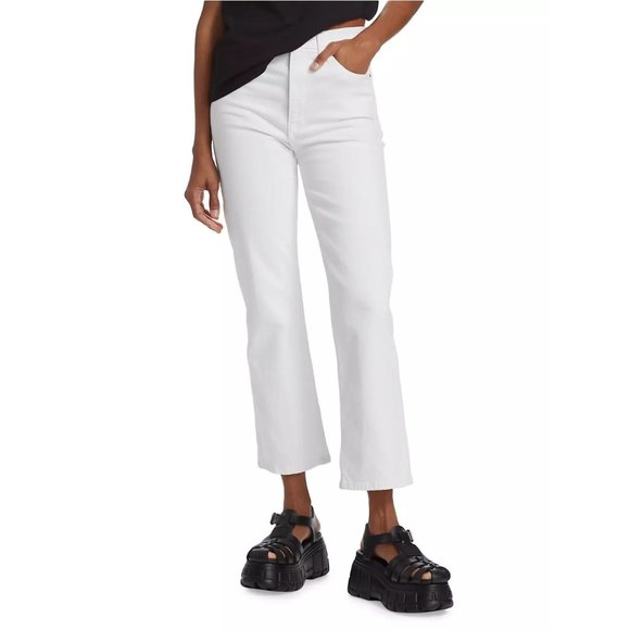 $265 NWT RE/DONE WOMEN'S WHITE 70'S HIGH-RISE BOOT CUT CROP JEANSSZ 26